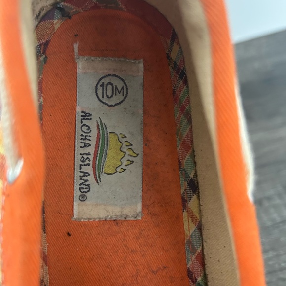 Colorful Preppy & Whimsical Orange Plaid Boat Shoes - Picture 3 of 4